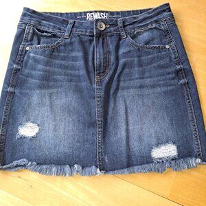 Rewash Brand dark distressed denim skirt size 7